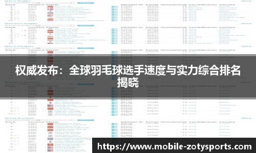 权威发布：全球羽毛球选手速度与实力综合排名揭晓